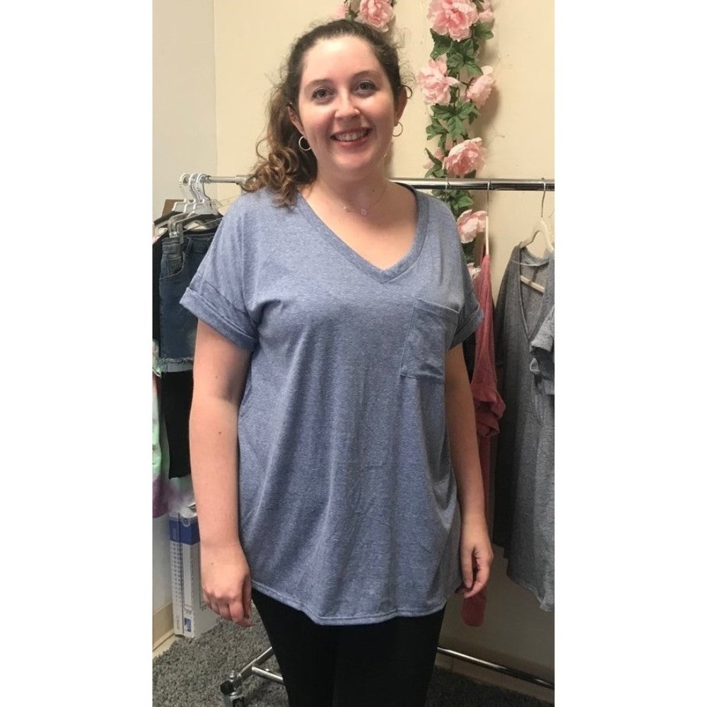 Sew in Love Boyfriend Pocket Top Tee, Blue